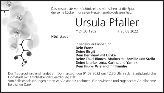 Anzeige von Ursula Pfaller von MGO