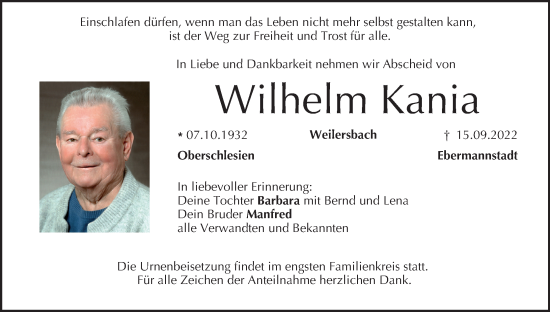 Anzeige von Wilhelm Kania von MGO