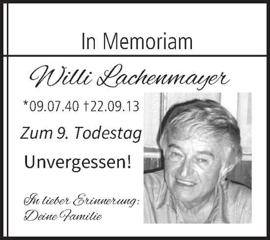 Anzeige von Willi Lachenmayer von MGO
