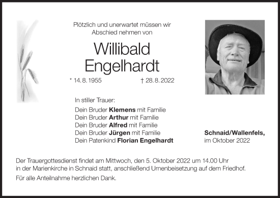 Anzeige von Willibald Engelhardt von MGO