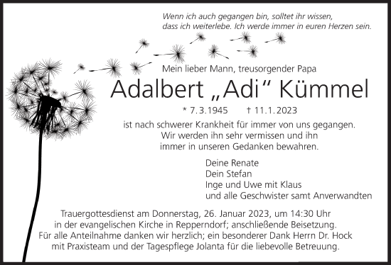 Anzeige von Adalbert Kümmel von MGO