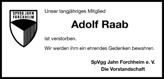 Anzeige von Adolf Raab von MGO