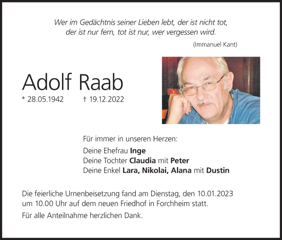 Anzeige von Adolf Raab von MGO