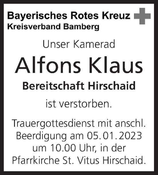 Anzeige von Alfons Klaus von MGO