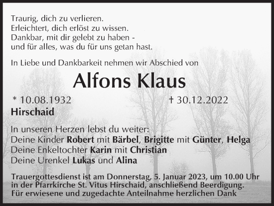 Anzeige von Alfons Klaus von MGO