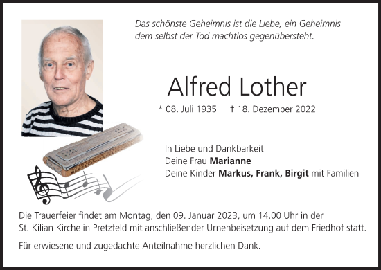 Anzeige von Alfred Lother von MGO