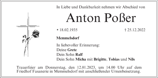 Anzeige von Anton Poßer von MGO