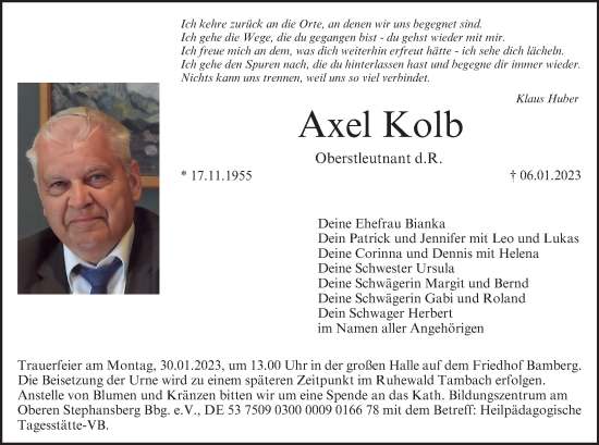 Anzeige von Axel Kolb von MGO