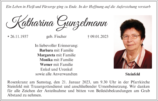 Anzeige von Katharina Gunzelmann von MGO
