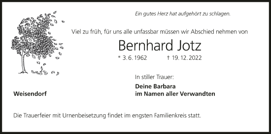 Anzeige von Bernhard Jotz von MGO
