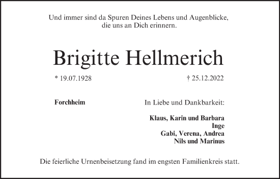 Anzeige von Brigitte Hellmerich von MGO