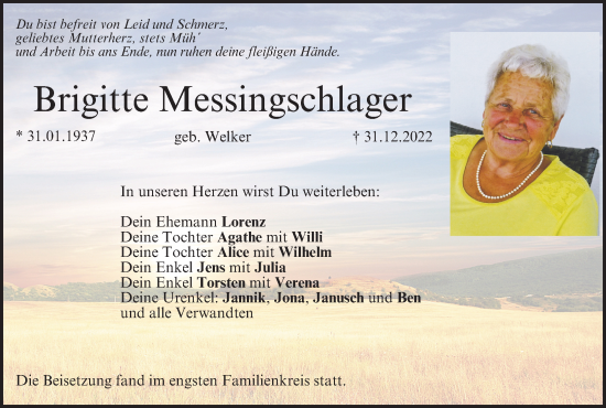 Anzeige von Brigitte Messingschlager von MGO