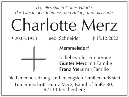 Anzeige von Charlotte Merz von MGO