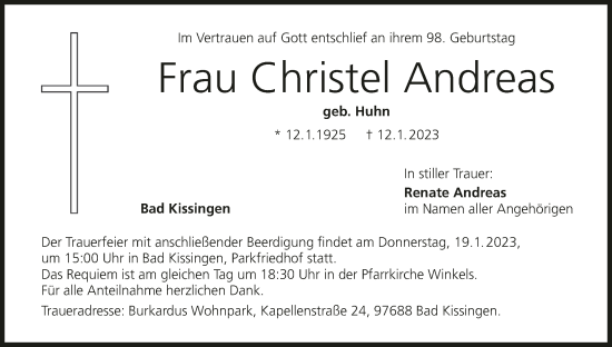 Anzeige von Christel Andreas von MGO