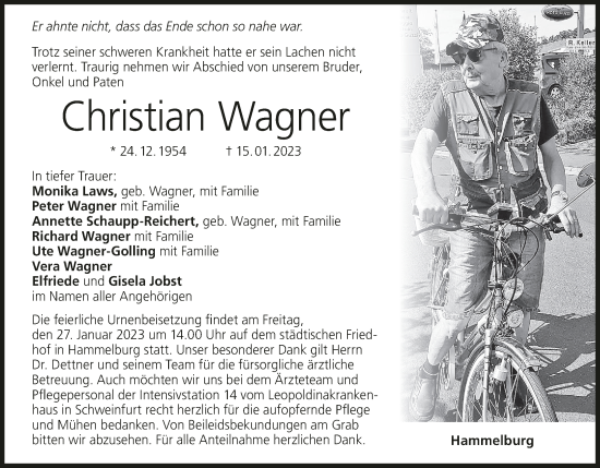 Anzeige von Christian Wagner von MGO