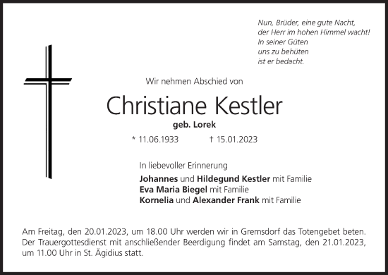 Anzeige von Christiane Kestler von MGO