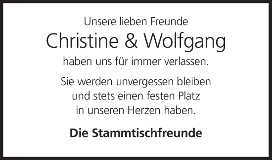 Anzeige von Christine und Wolfgang  von MGO