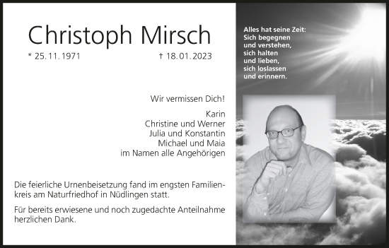 Anzeige von Christoph Mirsch von MGO
