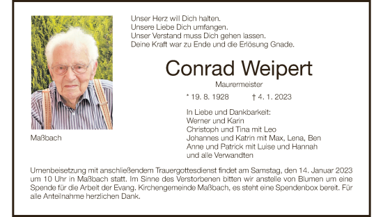 Anzeige von Conrad Weipert von MGO