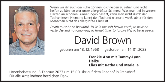 Anzeige von David Brown von MGO