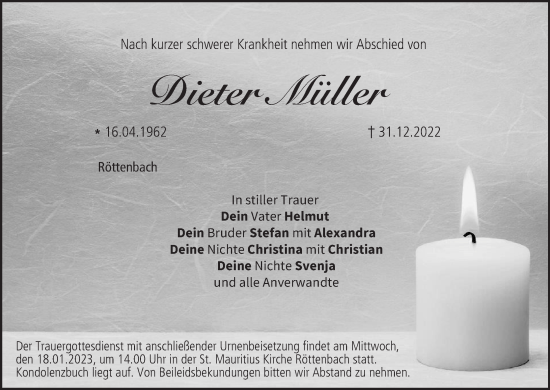 Anzeige von Dieter Müller von MGO