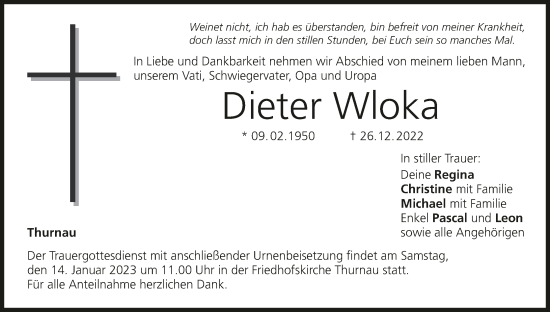 Anzeige von Dieter Wloka von MGO
