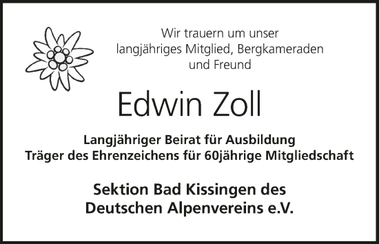 Anzeige von Edwin Zoll von MGO