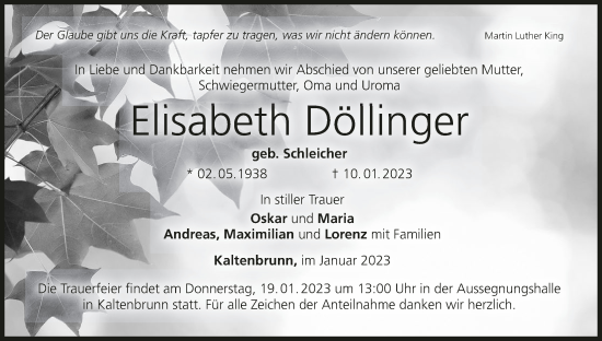Anzeige von Elisabeth Döllinger von MGO