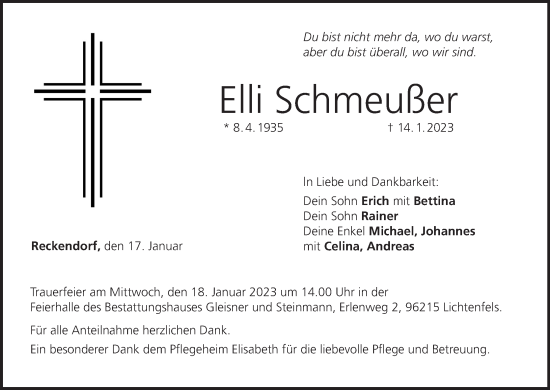 Anzeige von Elli Schmeußer von MGO