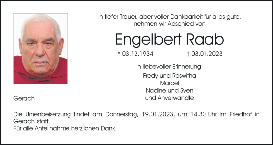 Anzeige von Engelbert Raab von MGO
