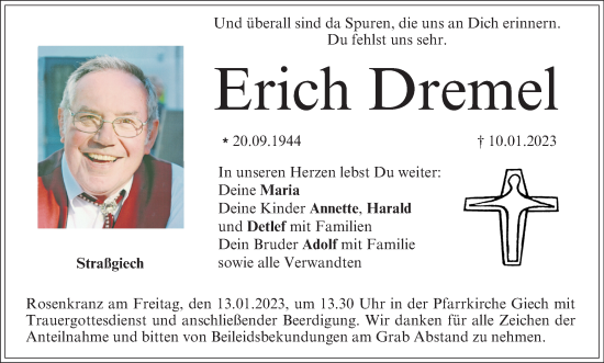 Anzeige von Erich Dremel von MGO