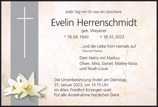 Anzeige von Evelin Herrenschmidt von MGO
