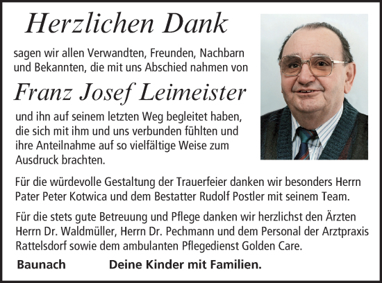 Anzeige von Franz Josef Leimeister von MGO