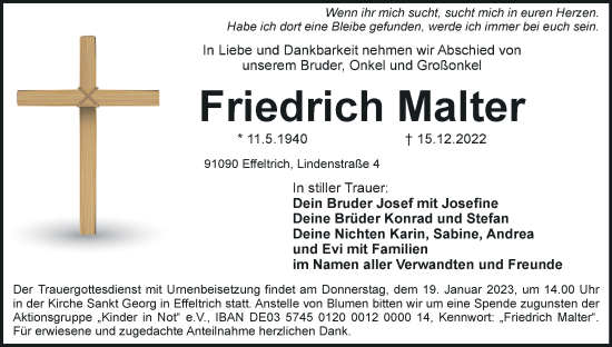 Anzeige von Friedrich Malter von MGO