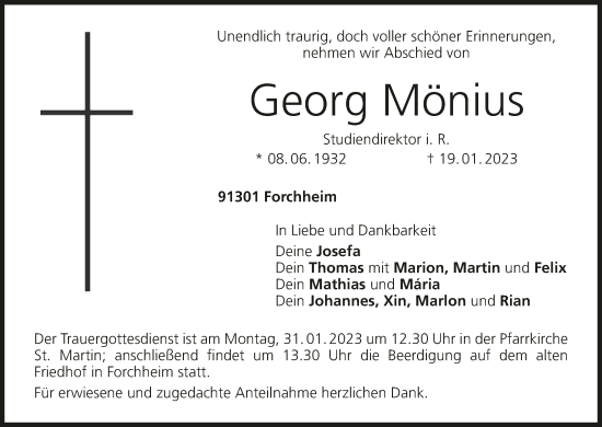 Anzeige von Georg Mönius von MGO