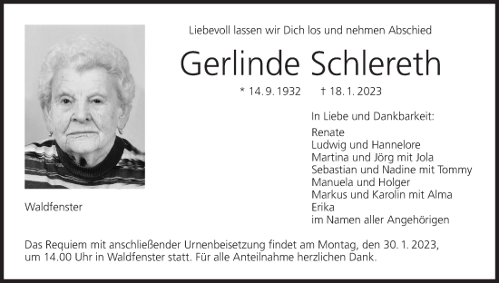 Anzeige von Gerlinde Schlereth von MGO
