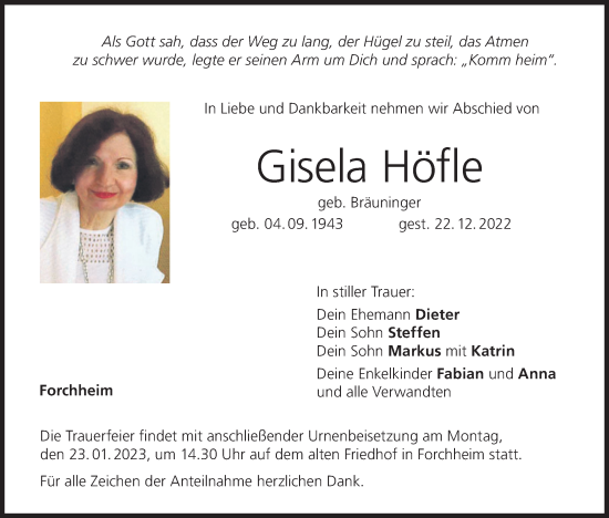Anzeige von Gisela Höfle von MGO