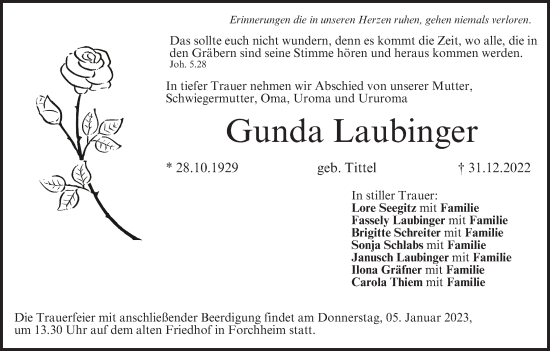 Anzeige von Gunda Laubinger von MGO