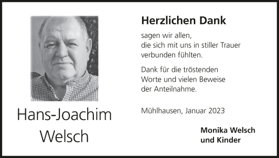 Anzeige von Hans-Joachim Welsch von MGO