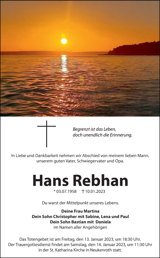 Anzeige von Hans Rebhan von MGO