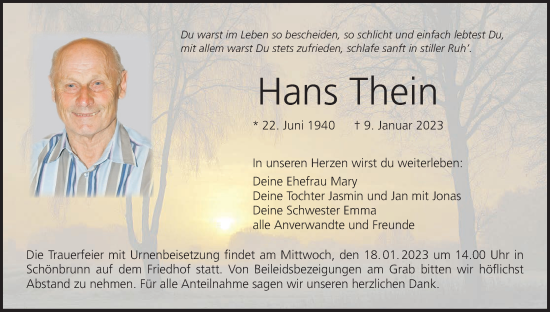 Anzeige von Hans Thein von MGO