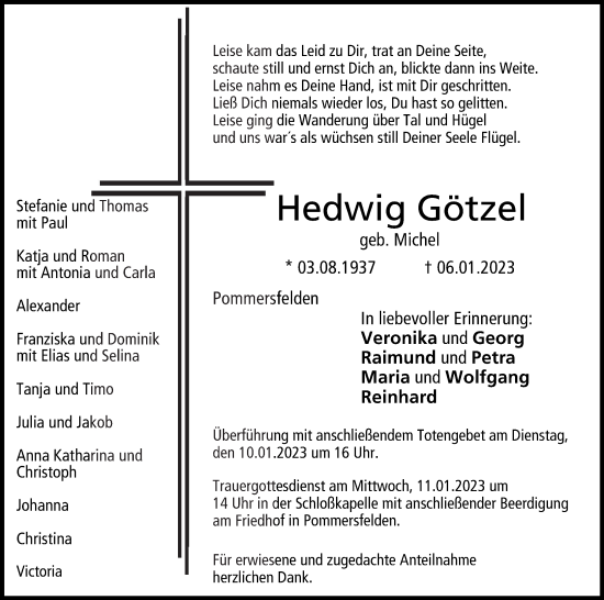 Anzeige von Hedwig Götzel von MGO