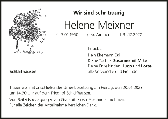 Anzeige von Helene Meixner von MGO