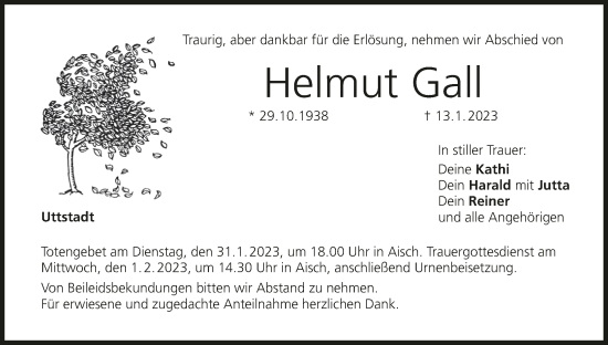 Anzeige von Helmut Gall von MGO