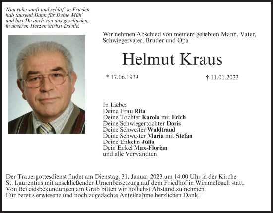 Anzeige von Helmut Kraus von MGO