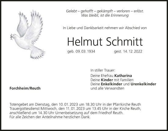 Anzeige von Helmut Schmitt von MGO