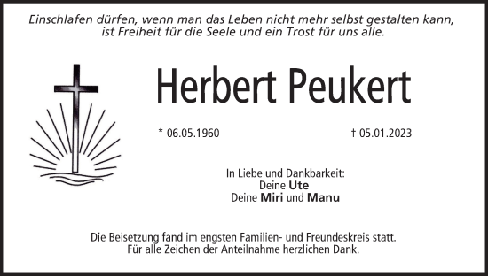 Anzeige von Herbert Peukert von MGO
