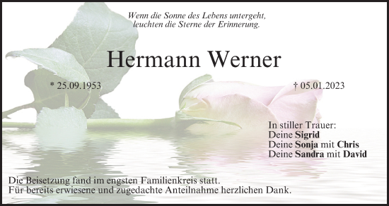 Anzeige von Hermann Werner von MGO