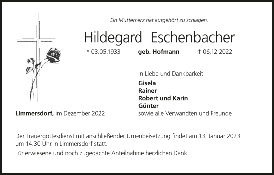 Anzeige von Hildegard Eschenbacher von MGO