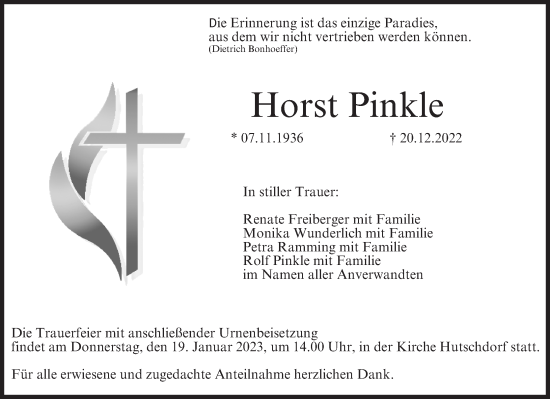 Anzeige von Horst Pinkle von MGO